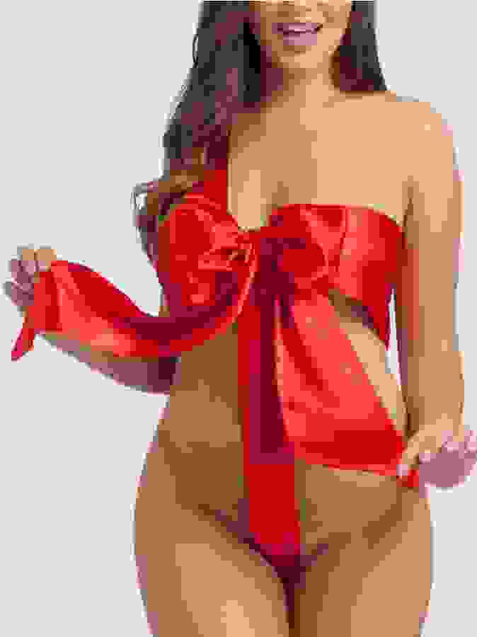 Lovehoney Naughty Knot Unwrap Me Sexy Body Bow, Red, hi-res